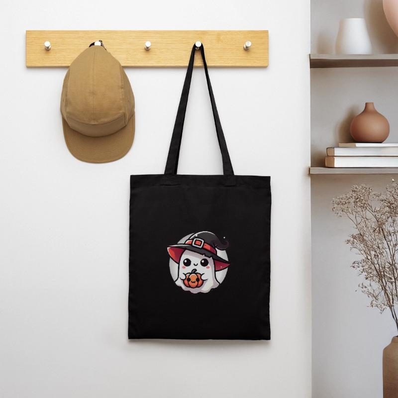 Fantôme d’Halloween mignon avec chapeau de sorcière Sac en tissu