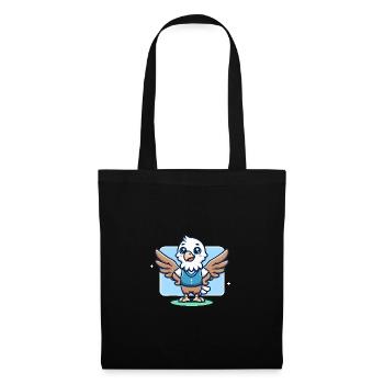Cheerful Cartoon Eagle in Blue Vest - Tote Bag - black - Front