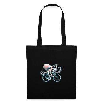 Oktopus Reitrad Vintage Style - Stoffbeutel - Schwarz - Vorne