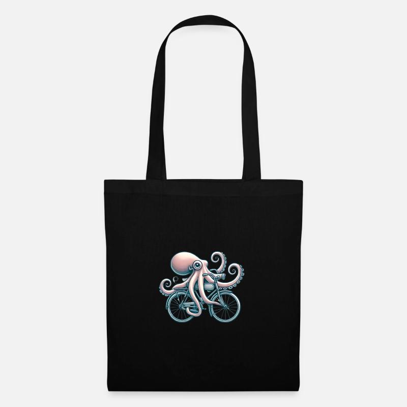 Oktopus Reitrad Vintage Style - Stoffbeutel - Schwarz