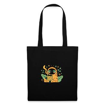 Chill Sloth with Coffee Cartoon Design - Tote Bag - black - Front