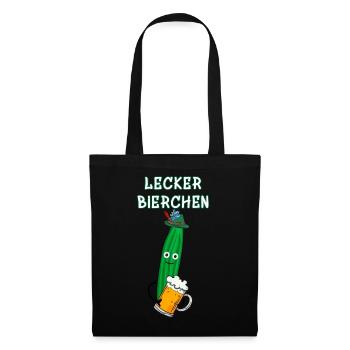 Gurke, Partygurke, Bier, Lecker Bierchen.Gurke - Stoffbeutel - Schwarz - Vorne