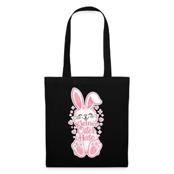 Petit Lapin de Pâques en rose - Sac en tissu - noir - Devant
