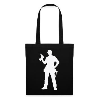 Silhouette d’artisan avec outils - Sac en tissu - noir - Devant