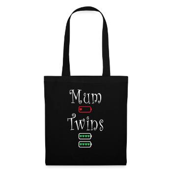 Mum Twins Battery Hearts Low Energy Level - Tote Bag - black - Front