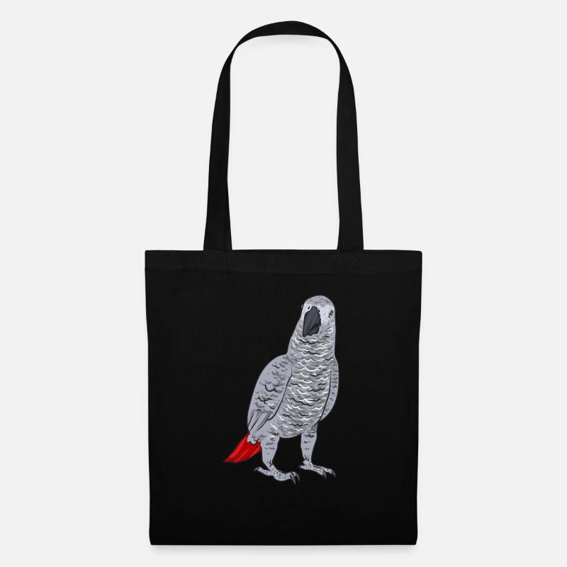 Graupapagei African Grey Parrot Papagei - Stoffbeutel - Schwarz