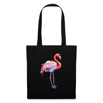 rosa Flamingo, Sommerzeit Urlaubszeit Strand Meer - Stoffbeutel - Schwarz - Vorne