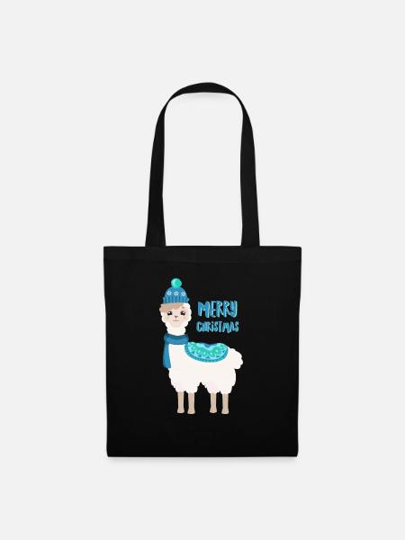 Bobby das Lama wünscht Merry Christmas - Stoffbeutel - Schwarz