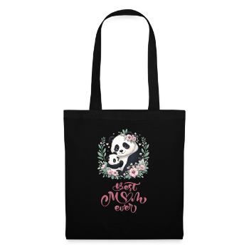 Best Mom Ever Panda Lover Floral Wreath I Mom - Stoffbeutel - Schwarz - Vorne