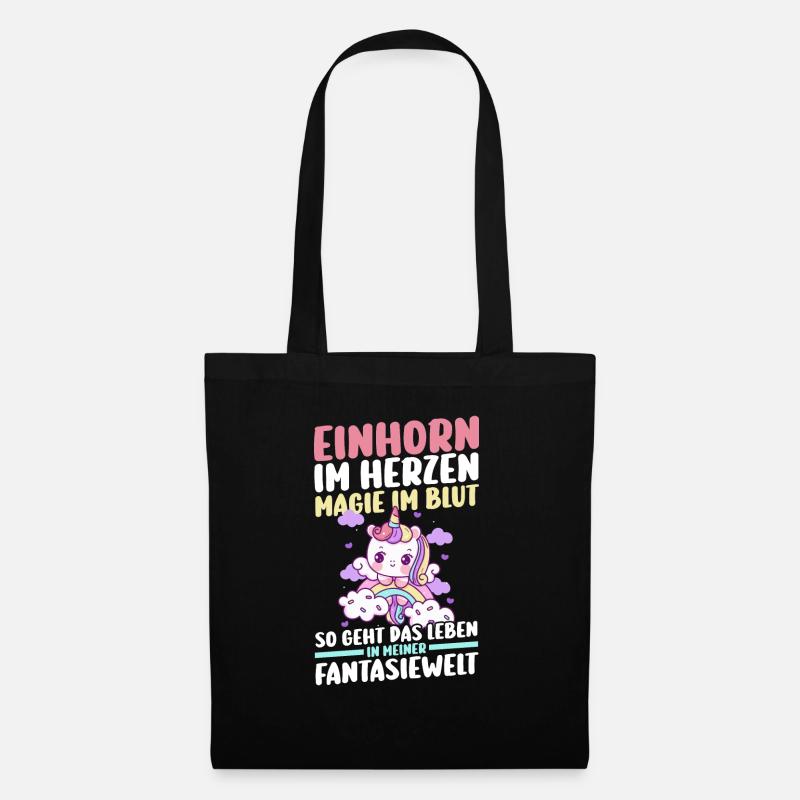 Magie Regenbogen Einhorn - Stoffbeutel - Schwarz