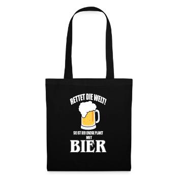 Lustiges Bier Party Trinken Geschenk - Stoffbeutel - Schwarz - Vorne