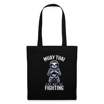 Faultier Muay Thai - Kickboxen und Faultier Thai - Stoffbeutel - Schwarz - Vorne