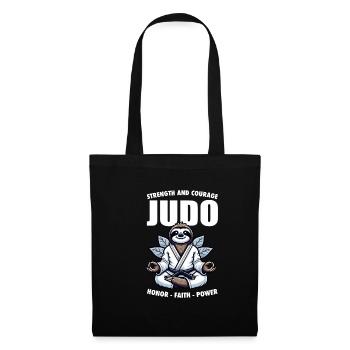 Judo-Faultier - Niedlicher japanischer Judoka - Stoffbeutel - Schwarz - Vorne