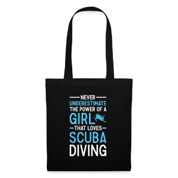 Scuba Diver Never Underestimate The Power Of Girl - Stoffbeutel - Schwarz - Vorne