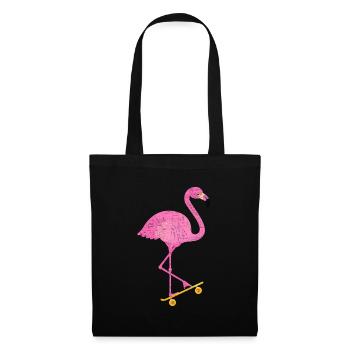 Tropical Flamingo On Skateboard - Stoffbeutel - Schwarz - Vorne