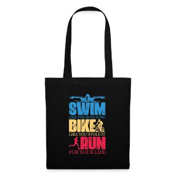 Swim like the Boat sunk Bike like you stole it Run - Stoffbeutel - Schwarz - Vorne