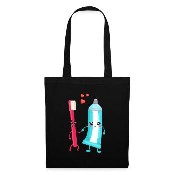 Brosse à dents et dentifrice Paire Cadeau pour les dentistes - Sac en tissu - noir - Devant