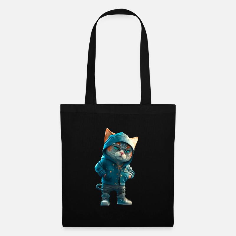Hipster Katze Stylish Cat - Stoffbeutel - Schwarz