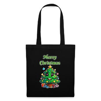 Joyeux Noël sapin de Noël avec cadeaux - Sac en tissu - noir - Devant