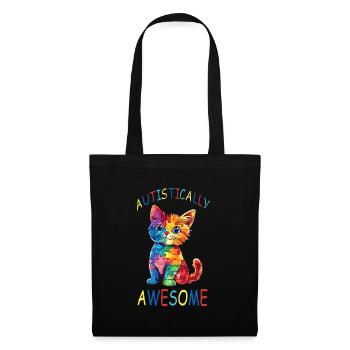 Autistically Awesome Autism Cat - Tote Bag - black - Front