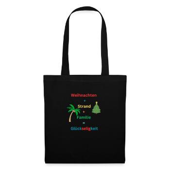 Weihnachten Strand Familie, Lustiges Weihnachten - Stoffbeutel - Schwarz - Vorne