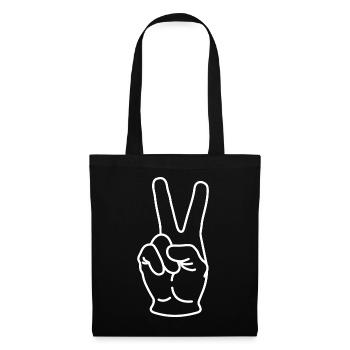 Signe de paix drôle 2 ans 2ème anniversaire cadeau - Sac en tissu - noir - Devant