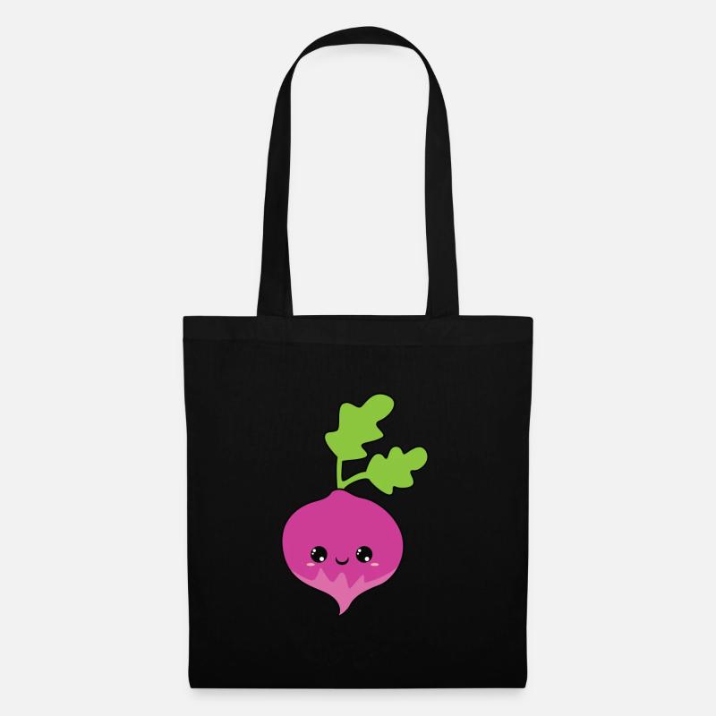 niedliche lächelnde rote beete, cute beet root - Stoffbeutel - Schwarz