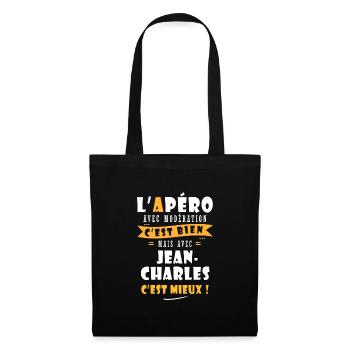Jean-Charles Cadeau Humour jean charles - Sac en tissu - noir - Devant