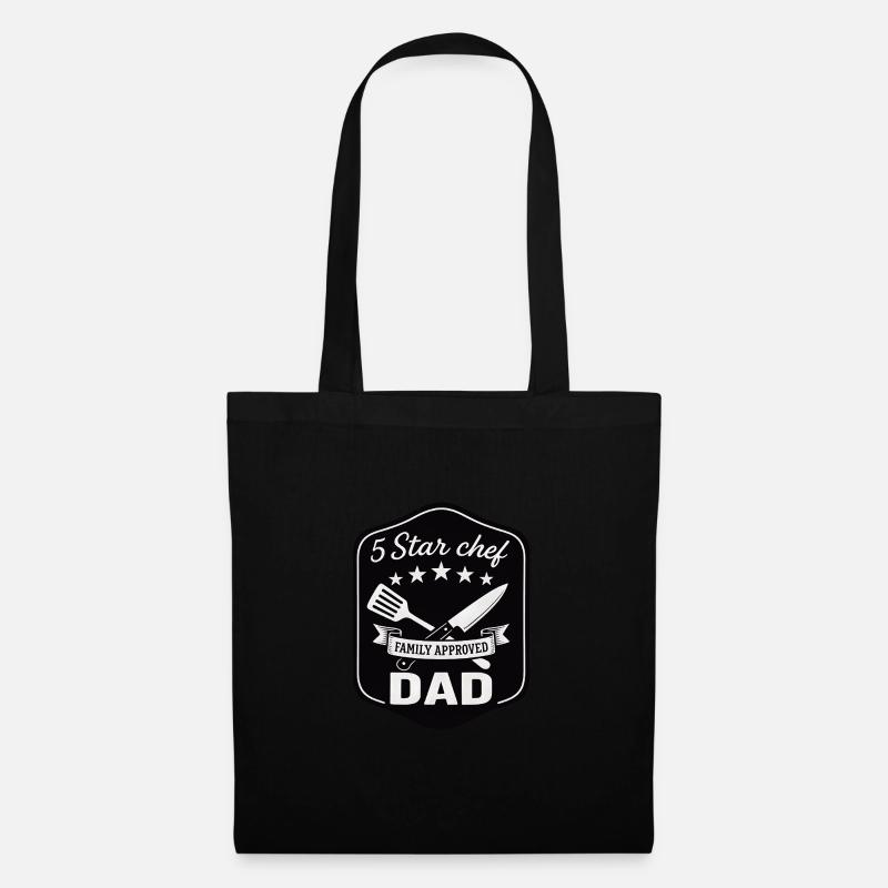5 Sterne Koch Papa - Familienkoch Design - Stoffbeutel - Schwarz