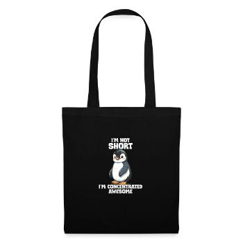 Pingouin mignon avec le dicton - Je ne suis pas petit - Sac en tissu - noir - Devant