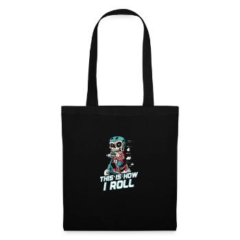 How I Roll : Squelette de patineur sur trottinette - Sac en tissu - noir - Devant