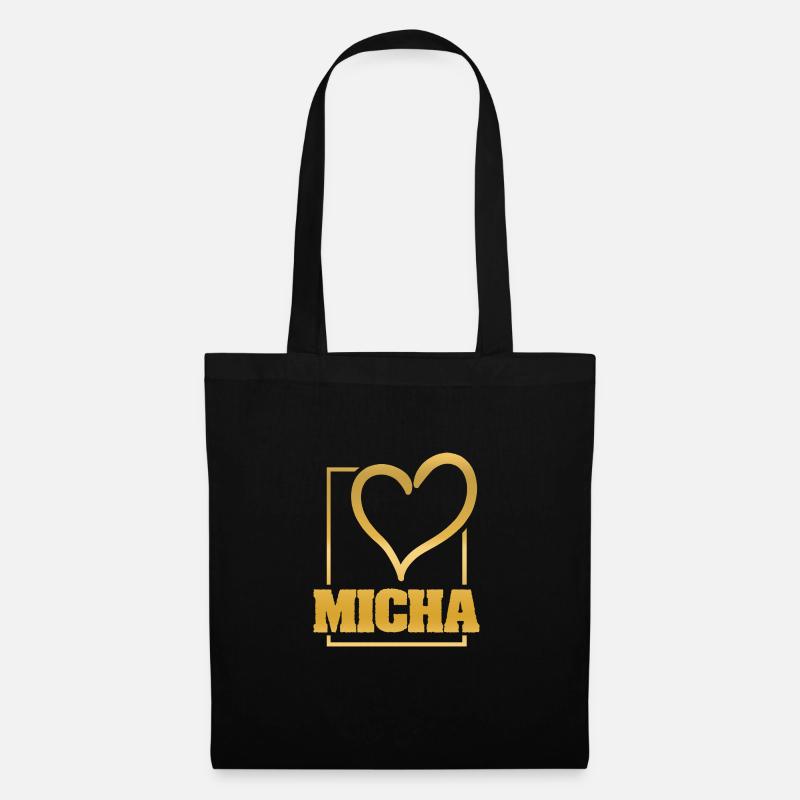 Micha als Herz - Stoffbeutel - Schwarz