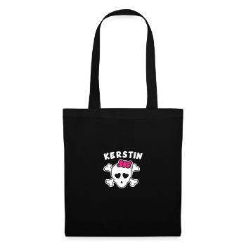 Piratin Kerstin Design für Mädchen und Frauen - Stoffbeutel - Schwarz - Vorne