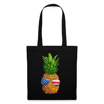 Pineapple 4th of July American Flag USA - Stoffbeutel - Schwarz - Vorne