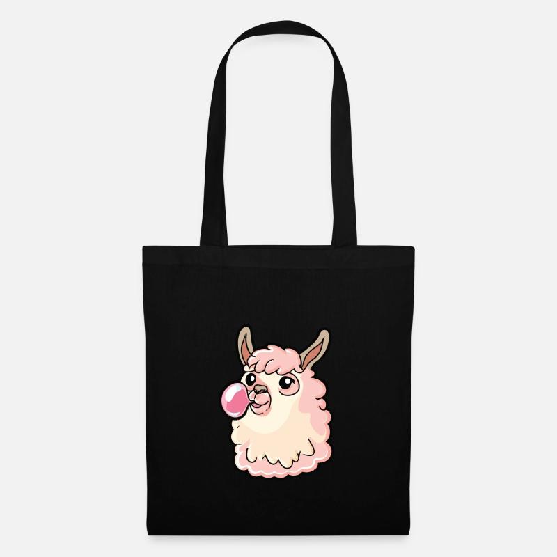 Lama mit Bubblegum - Stoffbeutel - Schwarz