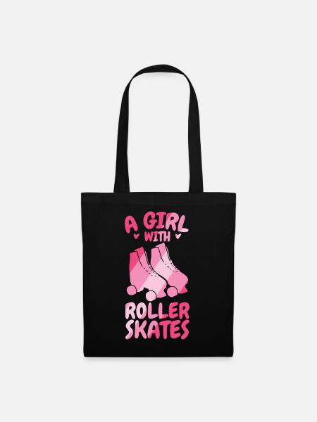 Rollschuh Mädchen - Stoffbeutel - Schwarz