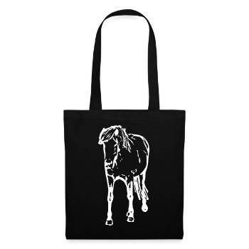 Pferde T-shirt Geschenk Reiter  - Stoffbeutel - Schwarz - Vorne