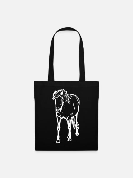 Pferde T-shirt Geschenk Reiter - Stoffbeutel - Schwarz