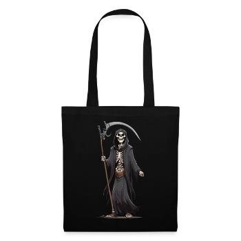 Dessin animé Grim Reaper Halloween squelette d’os - Sac en tissu - noir - Devant