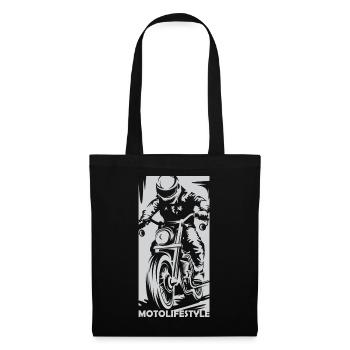 Motorrad Racing Caferacer Moto Biker Symbol Logo - Stoffbeutel - Schwarz - Vorne