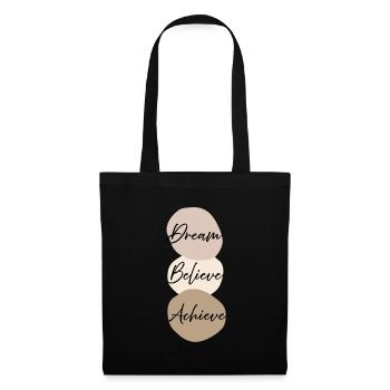 Dream Believe Achieve Boho Aesthetic Minimal Tee - Stoffbeutel - Schwarz - Vorne