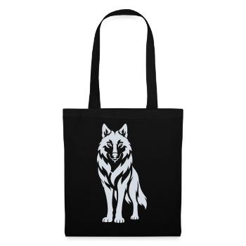 Wolfs Silhouette Kontrastdesign - Stoffbeutel - Schwarz - Vorne