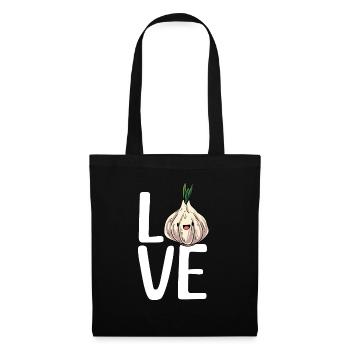 Knoblauch Knoblauchbrot Geschenk - Stoffbeutel - Schwarz - Vorne