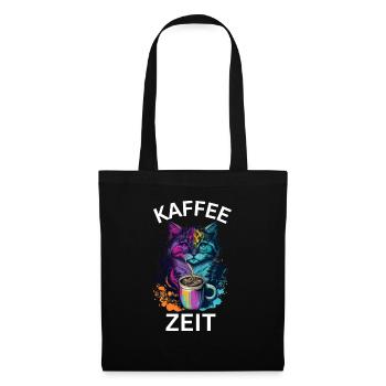 Kaffee Zeit - Stoffbeutel - Schwarz - Vorne
