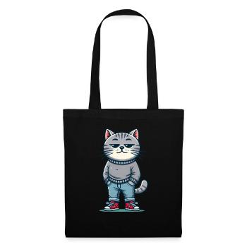 Drôle Chat Réfrigéré Amour Chats - Sac en tissu - noir - Devant