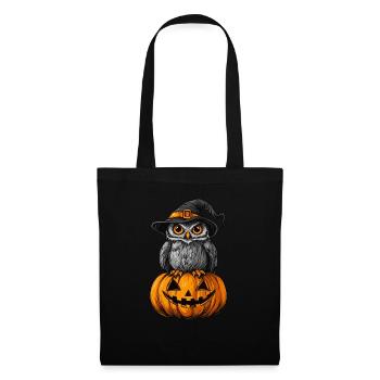 Lustige Halloween Eule - Stoffbeutel - Schwarz - Vorne