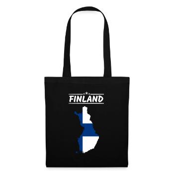 Finnland Flagge Länderumriss Banner Land Suomi - Stoffbeutel - Schwarz - Vorne