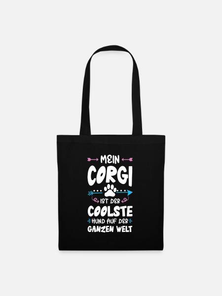 corgi hund spruch - Stoffbeutel - Schwarz