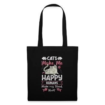Chats, Animaux - Sac en tissu - noir - Devant