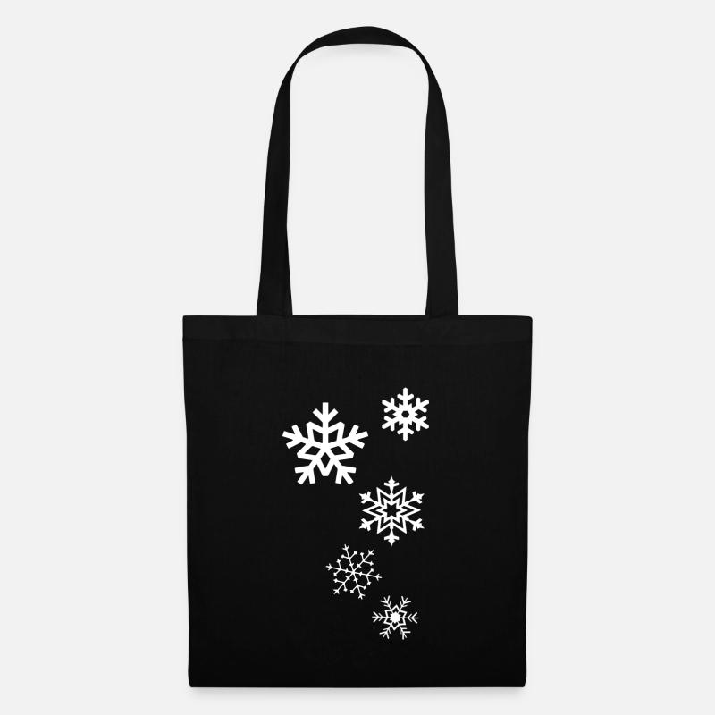 Schneeflocken Schnee Winter Eiskristalle - Stoffbeutel - Schwarz